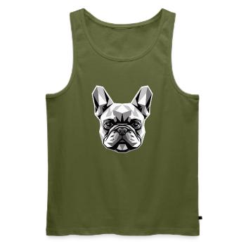 Motif du chien bouledogue français Grand Danois français - Débardeur bio Premium Homme - kaki - Devant - Michal (187cm)