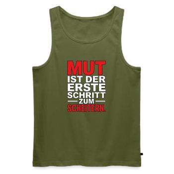 Mut ist der erste Schritt zum Scheitern - Männer Premium Bio Tank Top - Khaki - Vorne - Michal (187cm)