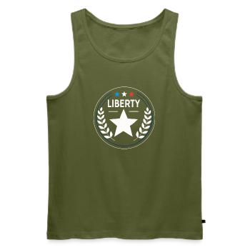 Star and Laurel Freedom Badge - Männer Premium Bio Tank Top - Khaki - Vorne - Michal (187cm)