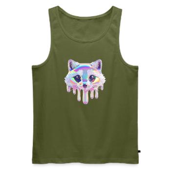 Neon Waschbär – Bunter Tropf Look - Men's Premium Organic Tank Top - khaki - Front - Michal (187cm)