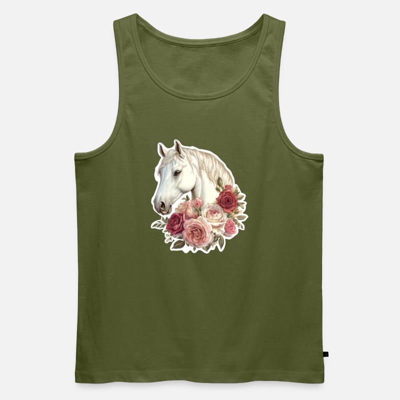 Pferd mit Blumen - Männer Premium Bio Tank Top - Khaki