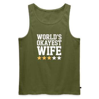 T-shirt de la femme la plus correcte du monde - Débardeur bio Premium Homme - kaki - Devant - Michal (187cm)