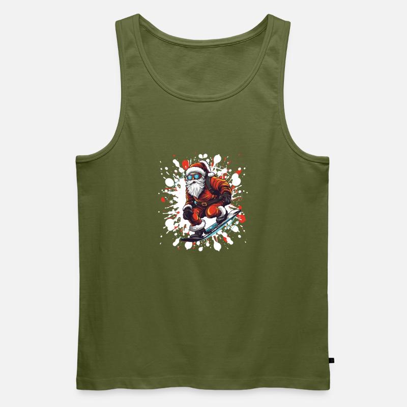 Weihnachtsmann Snowboard - Männer Premium Bio Tank Top - Khaki