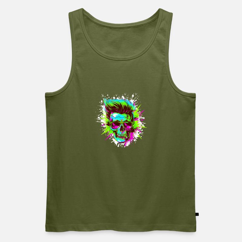 Techno Totenkopf Party - Männer Premium Bio Tank Top - Khaki