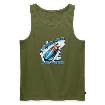 Rasender Bob, fast wie Bus fahren... - Männer Premium Bio Tank Top - Khaki - Vorne - Michal (187cm)