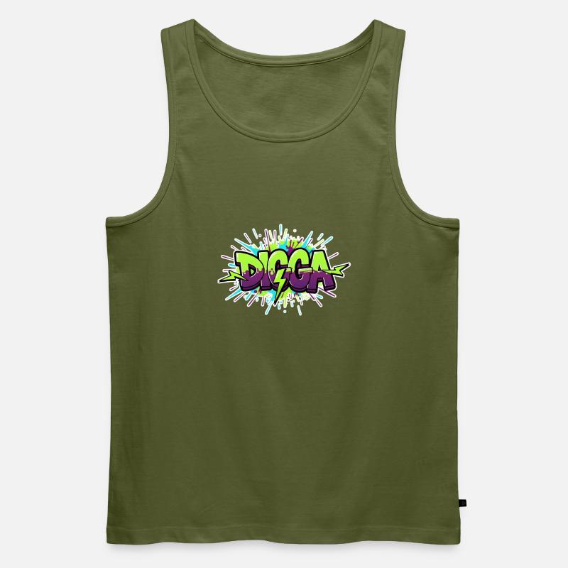 Digga Graffiti Neon Burst - Männer Premium Bio Tank Top - Khaki