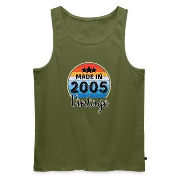 Hergestellt im Vintage Anniversary 2005 - Männer Premium Bio Tank Top - Khaki - Vorne - Michal (187cm)