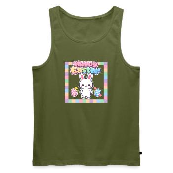 Jardin de Pâques Printemps Été Bunny Bunny - Débardeur bio Premium Homme - kaki - Devant - Michal (187cm)