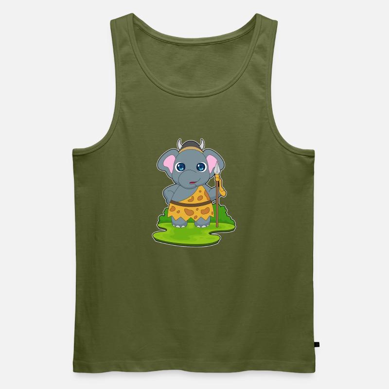 Elefant Krieger Speer - Männer Premium Bio Tank Top - Khaki