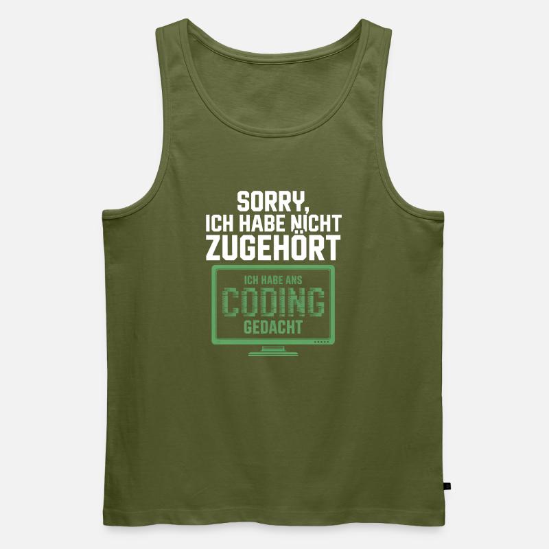 Sorry, I thought coding - Men's Premium Organic Tank Top - khaki