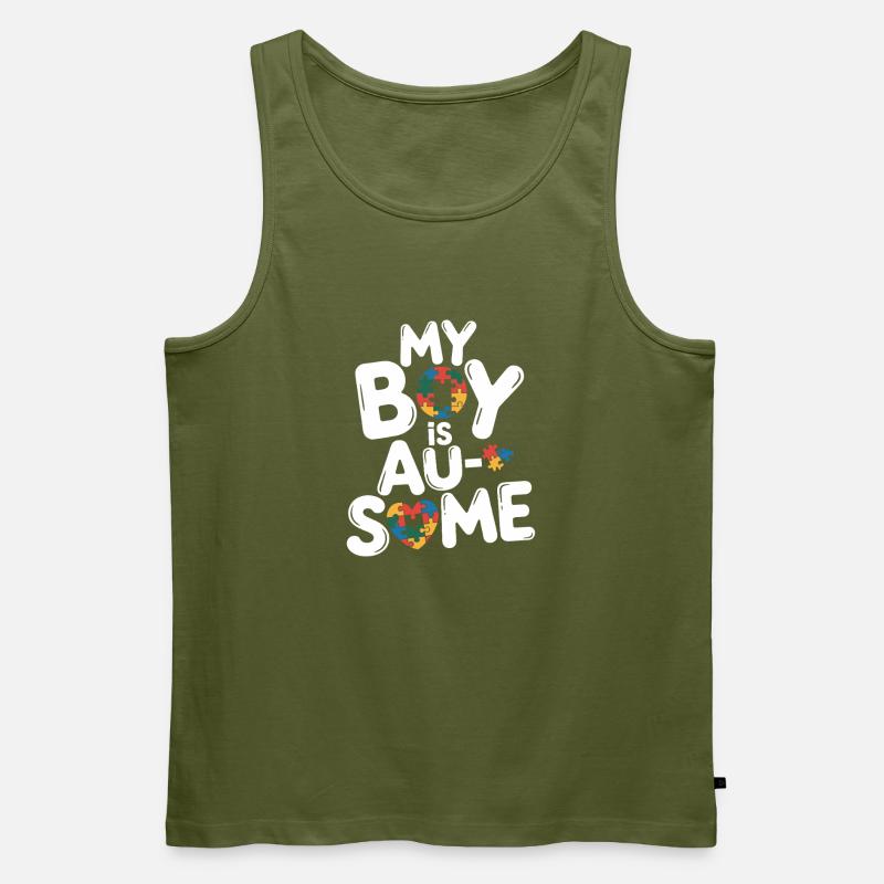 Mein Junge Hat Autismus - Männer Premium Bio Tank Top - Khaki