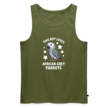 Graupapagei Sprüche Lustiges Graupapagei Geschenk  - Männer Premium Bio Tank Top - Khaki - Vorne - Michal (187cm)