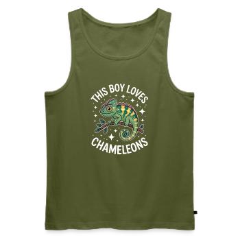 Chameleon Sayings Funny Chameleons Gift - Men's Premium Organic Tank Top - khaki - Front - Michal (187cm)
