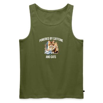 KatzenKaffee Powerdesign - Männer Premium Bio Tank Top - Khaki - Vorne - Michal (187cm)
