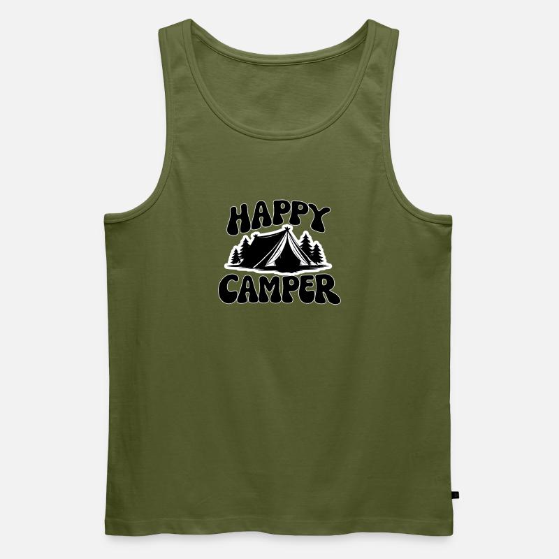 Fröhlicher Camper Zeltszene - Männer Premium Bio Tank Top - Khaki