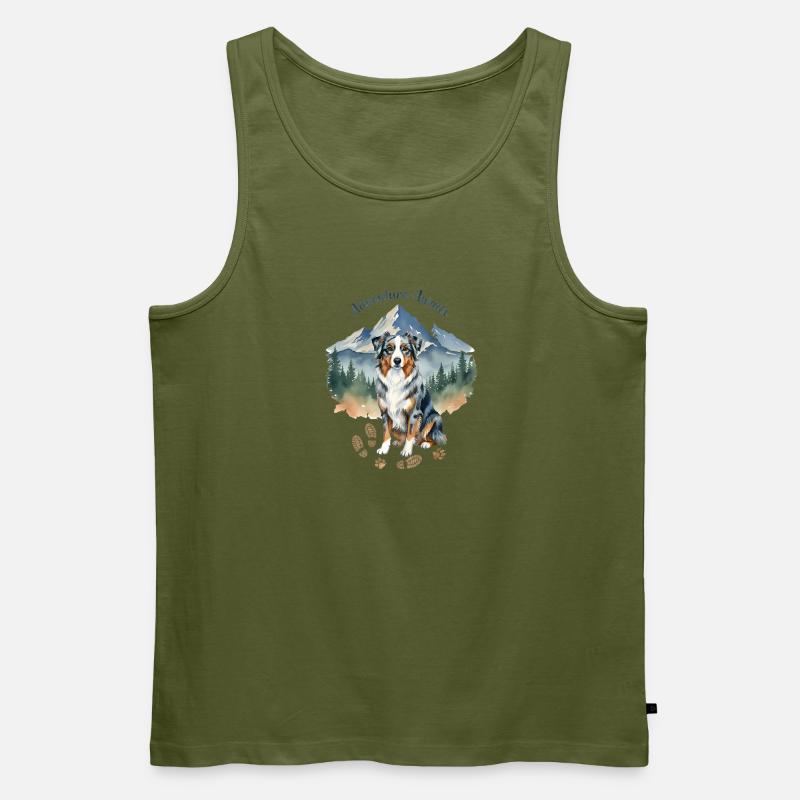 Australian Shepherd Berge Abenteuer - Männer Premium Bio Tank Top - Khaki