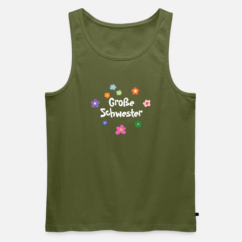 Große Schwester Blumen Design - Männer Premium Bio Tank Top - Khaki