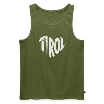 Tirol Herz Schriftzug mit Wanderstock - Männer Premium Bio Tank Top - Khaki - Vorne - Michal (187cm)