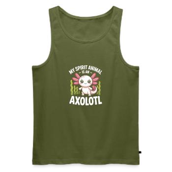 Axolotl Geisttier-Tee - Männer Premium Bio Tank Top - Khaki - Vorne - Michal (187cm)
