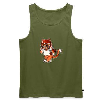 Chat Rugby Chaton de football américain - Débardeur bio Premium Homme - kaki - Devant - Michal (187cm)