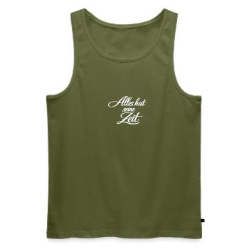 Alles hat seine Zeit – Kalligrafie-Spruch - Männer Premium Bio Tank Top - Khaki - Vorne - Michal (187cm)