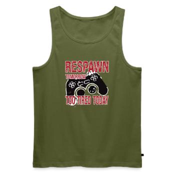 Respawn Tomorrow Too Tired Today - Men's Premium Organic Tank Top - khaki - Front - Michal (187cm)