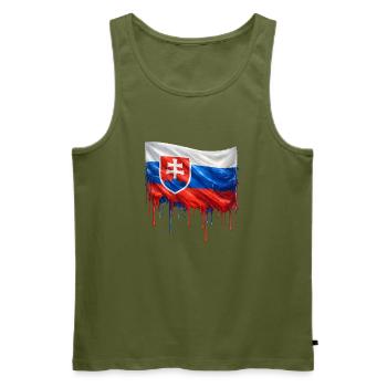 Flagge Slowakei Farbklecks - Männer Premium Bio Tank Top - Khaki - Vorne - Michal (187cm)