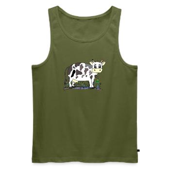 Cow - Men's Premium Organic Tank Top - khaki - Front - Michal (187cm)