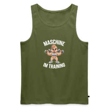  Maschine Im Training Fitness Bodybuilding Ente - Männer Premium Bio Tank Top - Khaki - Vorne - Michal (187cm)