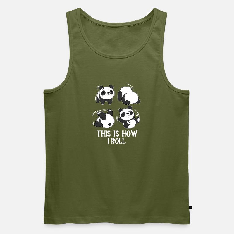 Panda Roll Purzelbaum Rolle Gymnastik  - Männer Premium Bio Tank Top - Khaki