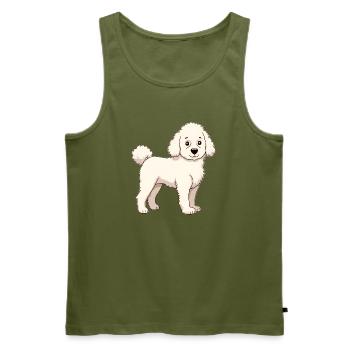 Caniche blanc - Débardeur bio Premium Homme - kaki - Devant - Michal (187cm)