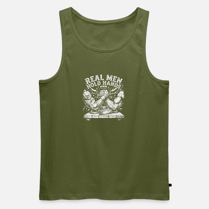 Armdrücken – Echte Männer halten Händchen - Männer Premium Bio Tank Top - Khaki
