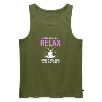 Bouddhisme Bouddhiste Meditation Zen Namasté - Débardeur bio Premium Homme - kaki - Devant - Michal (187cm)