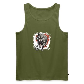 Wolf Fussball Team - Männer Premium Bio Tank Top - Khaki - Vorne - Michal (187cm)