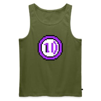 Arcade Coin 10 Years Anniversary - Men's Premium Organic Tank Top - khaki - Front - Michal (187cm)
