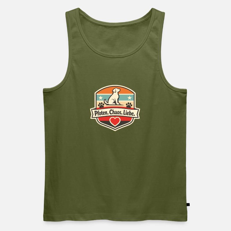 Pfoten Chaos Liebe Patch - Männer Premium Bio Tank Top - Khaki