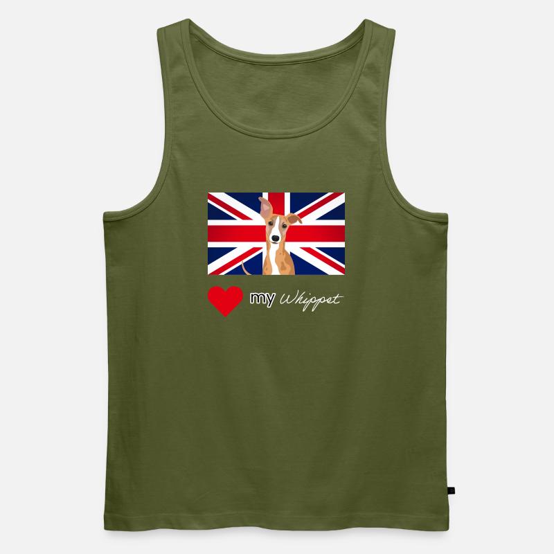 LUVMYWHIPPET (Weißer Text, Lebendig) - Männer Premium Bio Tank Top - Khaki