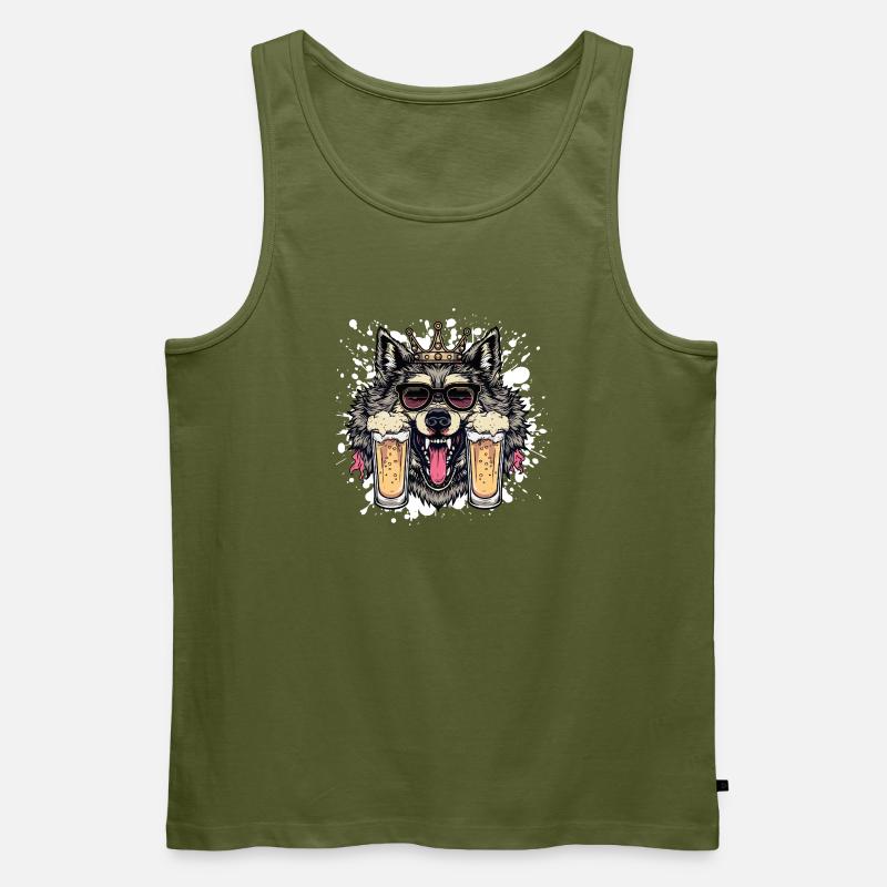 Wolf Bier Lustig - Männer Premium Bio Tank Top - Khaki
