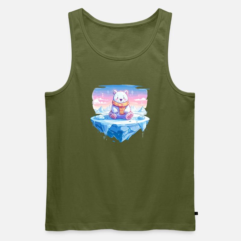 Polarlicht-Bär auf Eis - Männer Premium Bio Tank Top - Khaki
