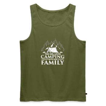 Campeuse Campeuse, Femme Camping, Tente de camping - Débardeur bio Premium Homme - kaki - Devant - Michal (187cm)