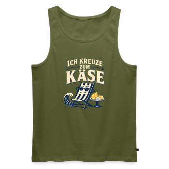 Ich kreuze zum Käse - Männer Premium Bio Tank Top - Khaki - Vorne - Michal (187cm)