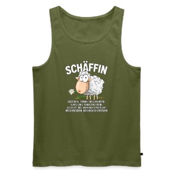 Schäffin - Alpha Schaf mit Sonnenbrille - Männer Premium Bio Tank Top - Khaki - Vorne - Michal (187cm)