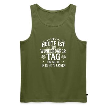 Lass mich in Ruhe Statement Spruch - Männer Premium Bio Tank Top - Khaki - Vorne - Michal (187cm)