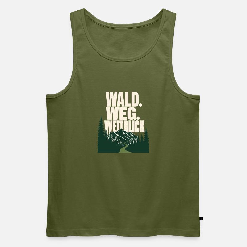 Schwarzwald Wandern, Wald. Weg. Weitblick - Männer Premium Bio Tank Top - Khaki