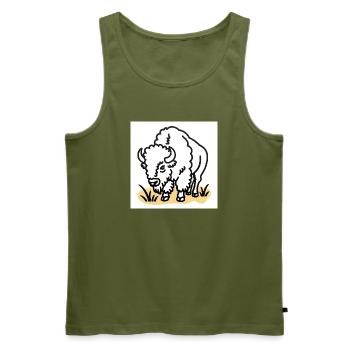 Bison on yellow grass - Men's Premium Organic Tank Top - khaki - Front - Michal (187cm)