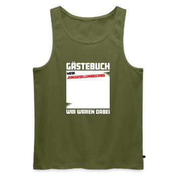 Gästebuch: Mein Junggesellenabschied - Männer Premium Bio Tank Top - Khaki - Vorne - Michal (187cm)