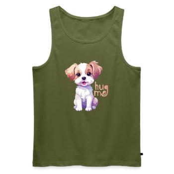 Chiot câlin à mon câlin - Débardeur bio Premium Homme - kaki - Devant - Michal (187cm)