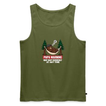 Papa Bear Warning May Nap Suddenly At Any Time - Men's Premium Organic Tank Top - khaki - Front - Michal (187cm)