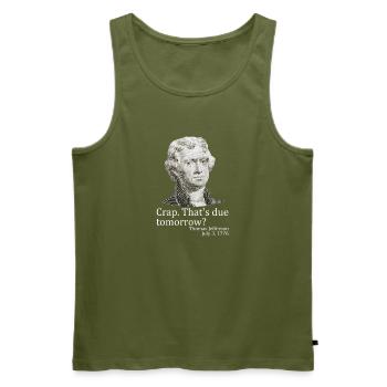 Damn, that's due tomorrow, Jefferson, July 4th - Men's Premium Organic Tank Top - khaki - Front - Michal (187cm)