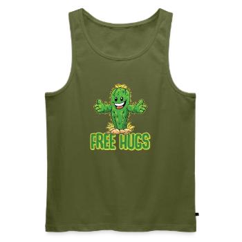 Cactus Free Hugs Funny Cartoon - Men's Premium Organic Tank Top - khaki - Front - Michal (187cm)